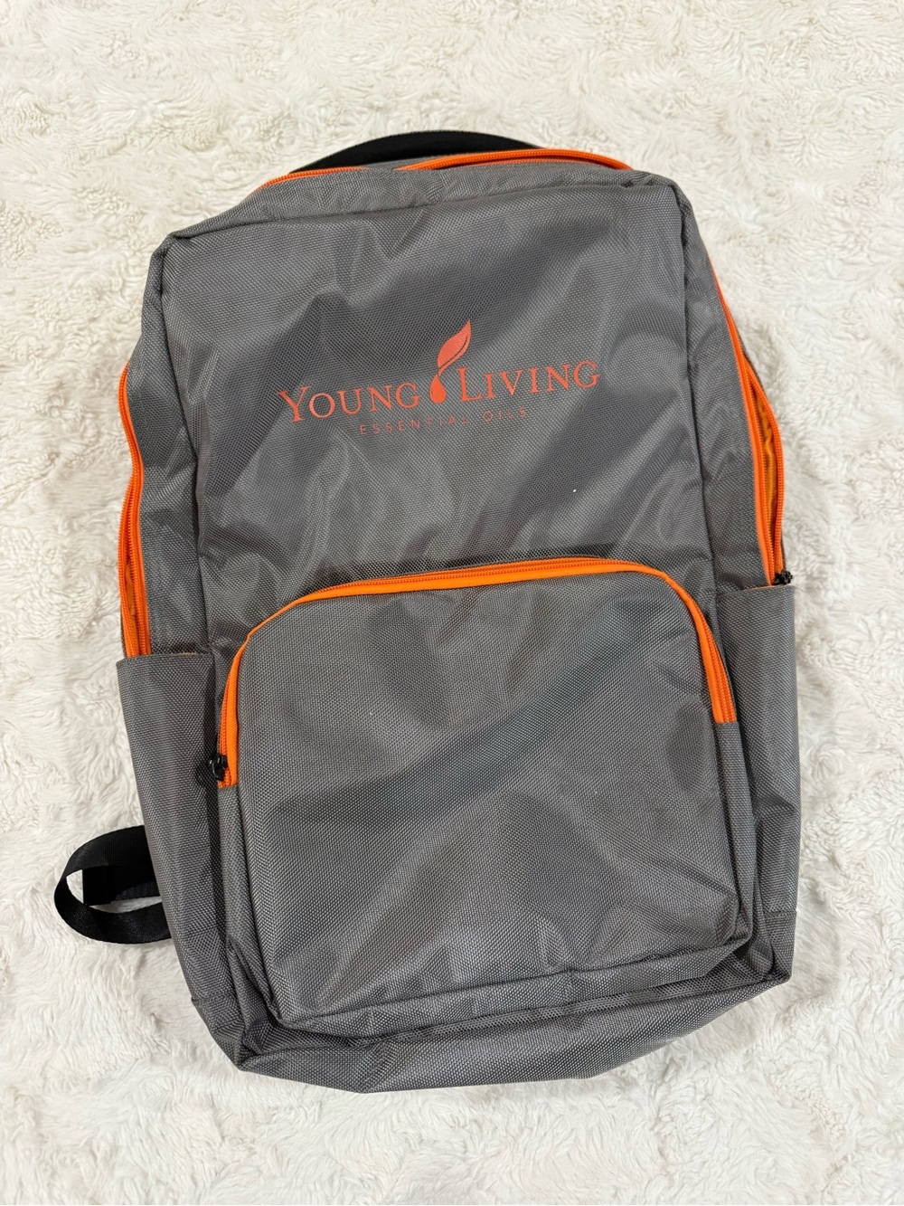 Young Living Gray Backpack with Orange Trim